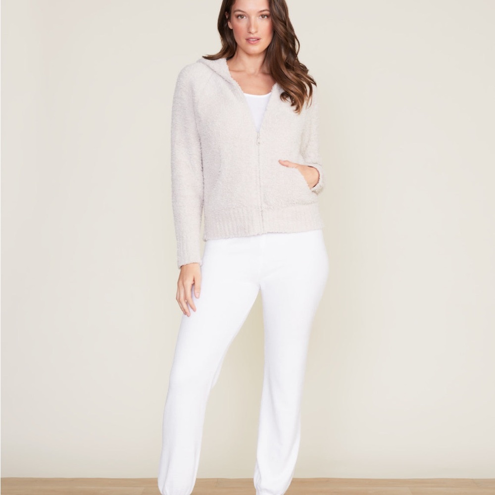 Barefoot Dreams White Cozy Sweatshirt V-Neck Long Sleeves